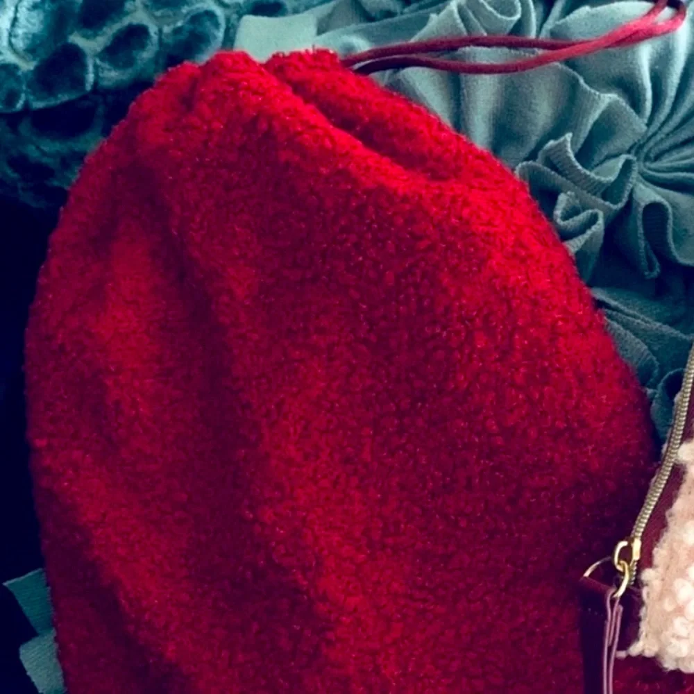 Ipsy Red Fuzzy Glam Pouch Bag